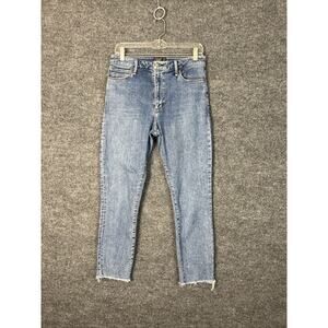 Abercrombie & Fitch Womens Simone High Rise Ankle Jeans Size 29 Blue Frayed Hem